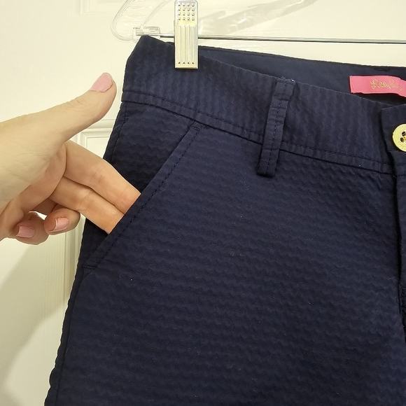 Lilly Pulitzer Callahan Shorts True Navy Jacquard Wave Size 00 - Picture 5 of 15